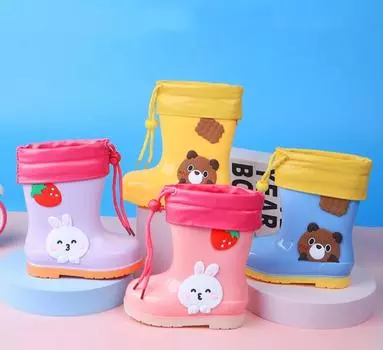 Детские резиновые сапоги для девочек, водонепроницаемые, для мальчиков, нескользящие, резиновые сапоги, теплые, детские, резиновые сапоги, все сезоны, съемные 15-Insole 15cm