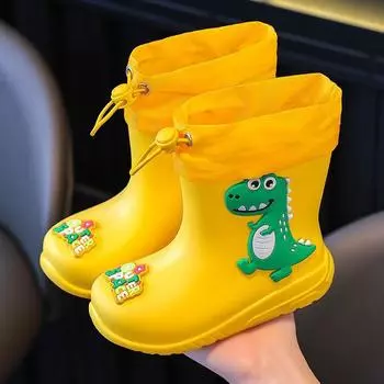 Детские резиновые сапоги Мальчиковые резиновые сапоги Нескользящие Мужские Детские Малышовые Водонепроницаемые Легкие Резиновые Сапоги для Девочек 22