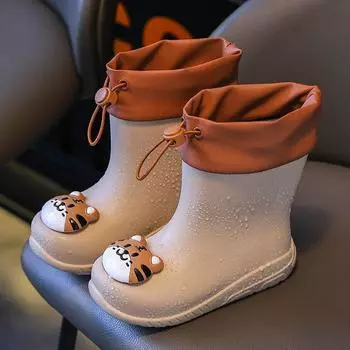 Детские резиновые сапоги Мальчиковые резиновые сапоги Нескользящие Мужские Детские Малышовые Водонепроницаемые Легкие Резиновые Сапоги для Девочек 22