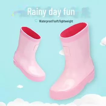 Детские резиновые сапоги ручной работы средней высоты со светоотражающими вставками для мальчиков и девочек в однотонных цветах 33 жёлтый