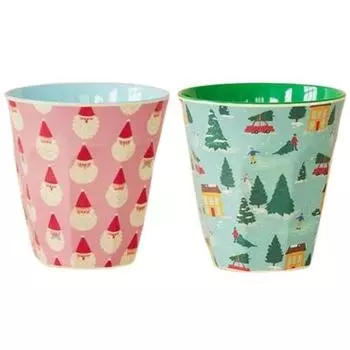 Детские рисовые кружки, набор из 2 предметов, мини Санта, зимний лес, 1 комплект