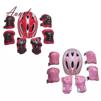 Детские роликовые коньки, велосипедный защитный шлем, комплект накладок для защиты колен, локтей и запястий темно-синий