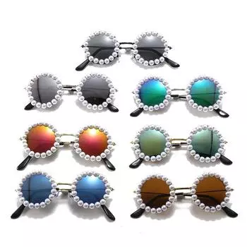 Детские роскошные солнцезащитные очки в жемчужной оправе, стильные солнцезащитные очки в круглой металлической оправе UV400, очки для вечеринок, culos De Sol