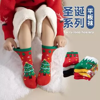 Детские рождественские носки средней длины Детские носки для мальчиков и девочек Праздничные носки Детские носки с героями мультфильмов 8 months-2 years old (foot length 9-12cm)
