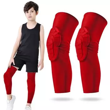 Детские рукава для ног, противоскользящие рукава для ног с защитными наколенниками для баскетбола, волейбола, катания на коньках YL белый