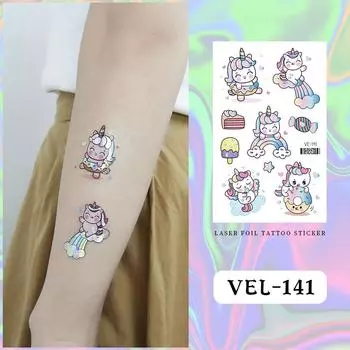 Детские съемные временные мультяшные наклейки с изображением динозавра и космического единорога