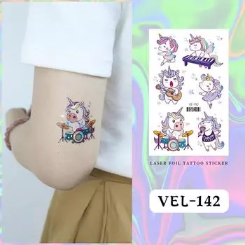 Детские съемные временные мультяшные наклейки с изображением динозавра и космического единорога