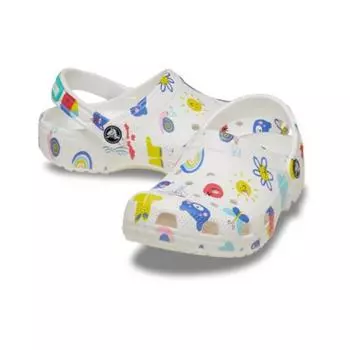 Детские сабо Crocs Classic Doodle Print White Multi 210356 94s 94S/J3