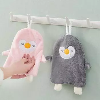 Детские салфетки для рук Cute Penguin, быстросохнущее кухонное полотенце из кораллового бархата 1PCS