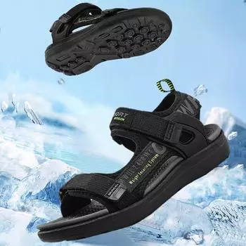 Детские сандалии Детские сандалии Легкая волшебная наклейка Молодежная пляжная обувь для девочек 28 чёрный/зелёный