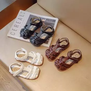 Детские сандалии для девочек 2-5 лет, летняя обувь, сандалии на мягкой подошве для малышей 24