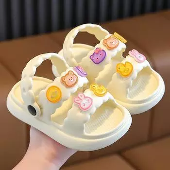 Детские сандалии для девочек, летние, новые, для мальчиков и девочек, для малышей, для детей, принцессы, мягкая подошва, для пляжа, нескользящая, для ванны Size 24-25