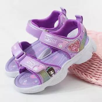 Детские сандалии для девочек, мягкие сандалии принцессы, легкая детская обувь с блестящим принтом, удобные летние детские сандалии 26 розовый