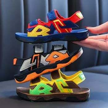 Детские сандалии, для мальчиков, детей среднего и старшего возраста, летние девочки, нескользящие ванные комнаты, пляжные сандалии для дома и на улице 26 жёлтый