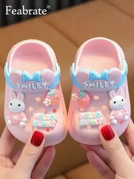 Детские сандалии для мальчиков, девочек, маленьких детей, младенцев, летние, для дома, с мягкой подошвой, нескользящие, с рисунком из мультфильмов, для детей, Baotou, Hole Shoes 120 розовый