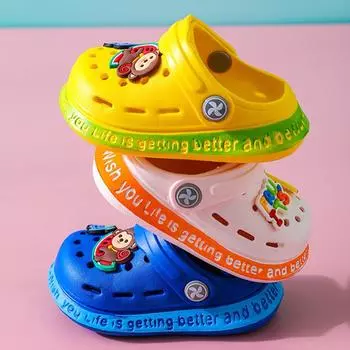 Детские сандалии для мальчиков и девочек, детская обувь с героями мультфильмов, летние шлепанцы для малышей, детские домашние тапочки, пляжные тапочки для плавания 19 серый