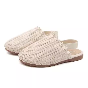 Детские сандалии для маленьких девочек Princess Sweet Kis School Sandals Weave Braid Classic Hot Популярные модные тапочки 2 в 1 Мягкие 21 бежевый