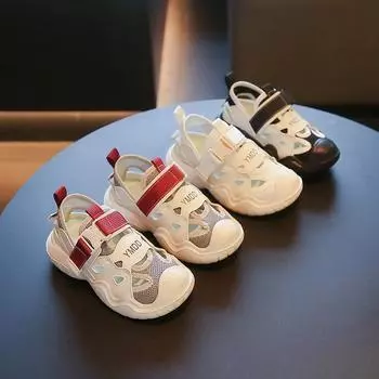 Детские сандалии для школы, повседневные, для девочек, спортивные сандалии, модные, сетчатые, вырезы, для детей, мальчиков, массивные, для пляжа, кроссовки, нескользящие 26 чёрный