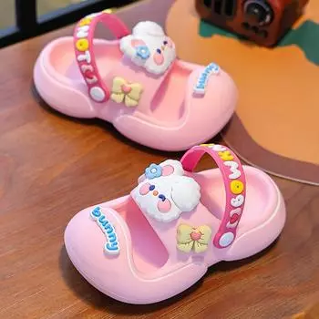 Детские сандалии и тапочки для девочек на лето Мультяшный милый душ в детской обуви из ЭВА Тапочки для мальчиков Детские милые тапочки 24-25 синий