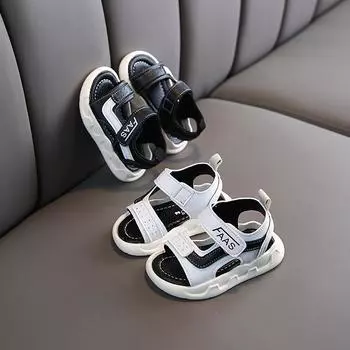 Детские сандалии, летние, новые, корейская версия, для мальчиков, модная, цветная, пляжная обувь, для девочек, нескользящая, мягкая, повседневная обувь 15 белый