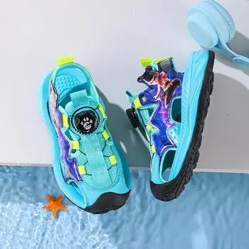 Детские сандалии Летние новые сандалии для мальчиков Летняя детская пляжная обувь Baotou детская обувь больших размеров Size28 ,Foot Length17.5cm красный