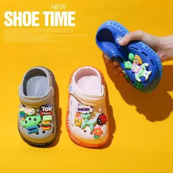 Детские сандалии, летние пляжные сандалии, обувь с отверстиями из мультфильма Baotou, детские ультралегкие детские сандалии на мягкой подошве 18-19 жёлтый