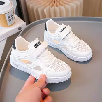 Детские сандалии-мешки для мальчиков и девочек, летние новые популярные полые белые туфли с толстой подошвой, универсальные повседневные туфли с отверстиями 26