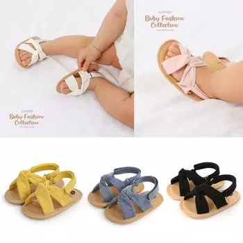 Детские сандалии Summer Kinder Freizeit schuhe Kleinkind weiche Sohle First Walker Kind Bowknot Sandalen Anti-Rutsch-Baby Wanders chuh 11cm чёрный