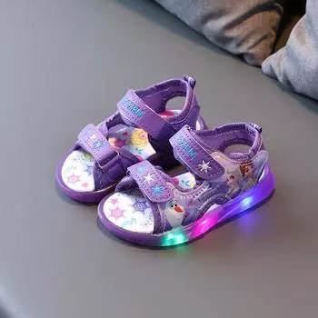 Детские сандалии, светящаяся пляжная повседневная обувь для мальчиков и девочек 24 персиковый