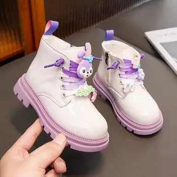 Детские сапоги для девочек, весенне-осенние детские школьные туфли для ходьбы с высоким берцем 26 чёрный