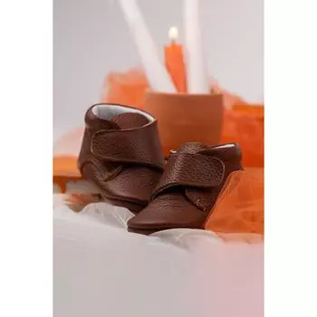 Детские сапоги Leo из натуральной кожи на липучках Светло-коричневый