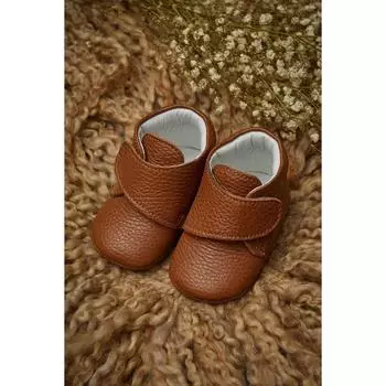 Детские сапоги на липучке из натуральной кожи Светло-коричневый