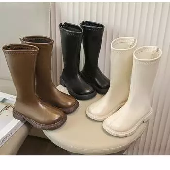 Детские сапоги. Осень/зима 2023. Модные сапоги для девочек. Нескользящие сапоги принцессы на мягкой подошве. 26 чёрный