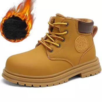 Детские сапоги, зимние детские бархатные и хлопковые зимние сапоги, уличные высокие теплые зимние сапоги для девочек 31 чёрный