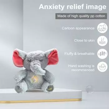 Детские сенсорные игрушки Дышащая собака Коала Слон Мягкая игрушка с подсветкой Музыка Кукла для сна для снятия беспокойства Реалистичное дыхание Движение Мягкий плюш D