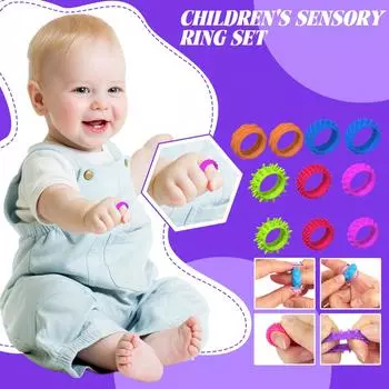 Детские сенсорные кольца Детские силиконовые кольца на пальцы Кольцо для снятия стресса Развивающие игрушки (12шт) One Size белый