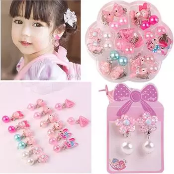 Детские серьги без отверстий для ушей для маленьких девочек, милые цветочные серьги с жемчужинами и жемчужинами, модные украшения, подарок, жемчужная бахрома, клипса для ушей, серьга-подвеска