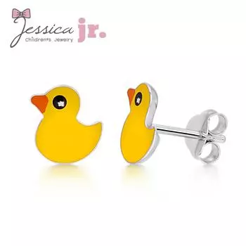 Детские серьги из стерлингового серебра 925 пробы, милые желтые резиновые серьги в форме уточки для маленьких девочек для чувствительных ушей