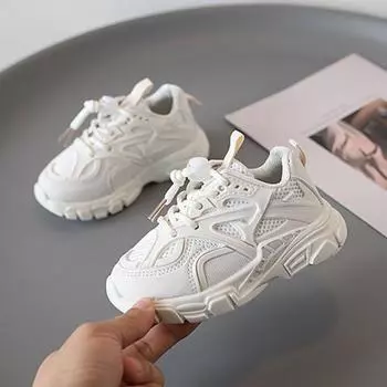 Детские сетчатые дышащие кроссовки, весенне-осенние детские повседневные туфли с мягкой подошвой, школьные спортивные кроссовки для мальчиков и девочек 21 бежевый