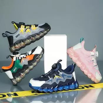 Детские сетчатые дышащие ультралегкие нескользящие износостойкие кроссовки из ПВХ с вращающимися пуговицами, розовые кроссовки для девочек 28 розовый