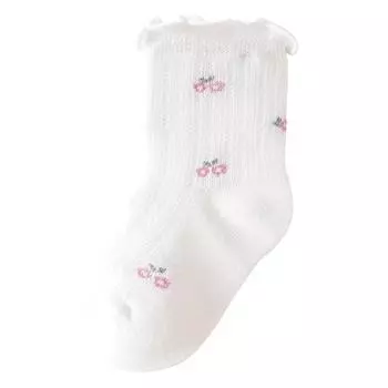 Детские сетчатые носки с цветочным принтом, летние тонкие дышащие носки-гольфы средней длины для девочки-принцессы, детские хлопковые носки с подвернутым краем 1-3Y