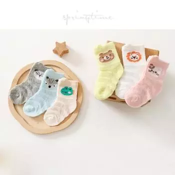 Детские сетчатые тонкие носки, короткие носки-трубочки, милые нескользящие носки с героями мультфильмов M