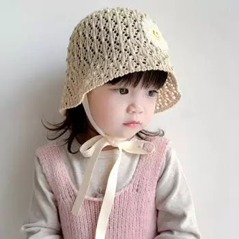 Детские шапки Детская шляпа от солнца, летняя соломенная шляпа с ремешками для девочек хаки