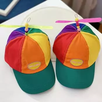 Детские шапки для мальчиков и девочек, вращающаяся бамбуковая стрекоза, кепка в цвете, бейсболка с солнцезащитным козырьком 1-5 years old (48-52)