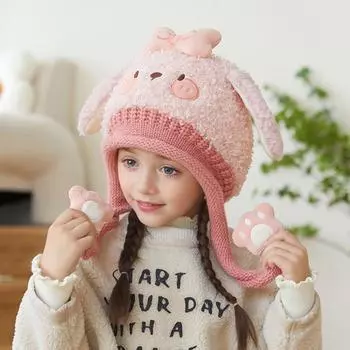 Детские шапки для зимы Детские шапки с хлопковой подкладкой Флисовые шапки Для девочек и мальчиков Хлопковые защитные шапки для ушей Теплые шапки для холодной погоды One Size белый