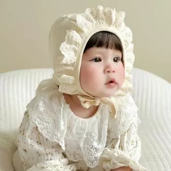 Детские шапки, кружевные шапки на шнуровке для мальчиков и девочек бежевый