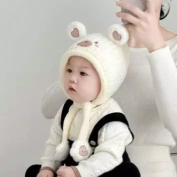 Детские шапки милые, сладкие и теплые, зимние, утепленные шапки-ушанки, для мальчиков и девочек, свитера, шерстяные шапки, прилив. 5 months-3 years old/44-50cm