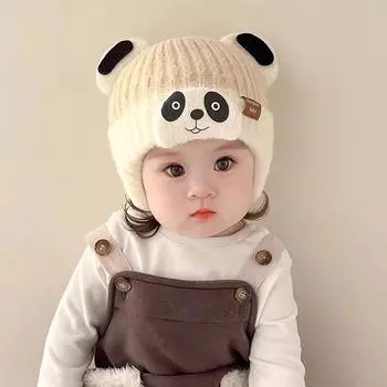 Детские шапки осень и зима милые очень милые маленькие ушки детские шапки с ушками для мальчиков и девочек термосвитер шапки ins tide Suitable for 6-24 months 44-48cm