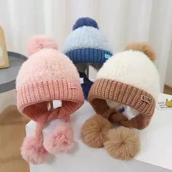 Детские шапки осенне-зимние флисовые термоушаны зимние для мальчиков и девочек утепленные ветрозащитные плюшевые шапки 50-54Cm recommended for 3-12 years old фиолетовый