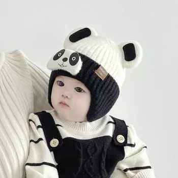 Детские шапки, ветрозащитные и теплые зимой, симпатичные вязаные шапки для мальчиков и девочек, осень и зима, детские защитные наушники, детские шерстяные шапки 6 months-2 years old (44-48cm)